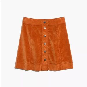 Madewell Velveteen A-Line Mini Skirt size 8